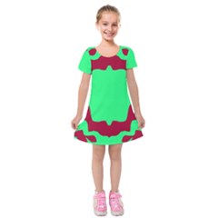 Red And Green Color Block Kids  Short Sleeve Velvet Dress by FunDressesShop