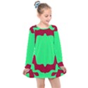 Red and Green Color Block Kids  Long Sleeve Dress View1