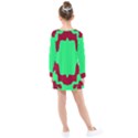 Red and Green Color Block Kids  Long Sleeve Dress View2