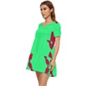 Red and Green Color Block Tiered Short Sleeve Babydoll Dress View3