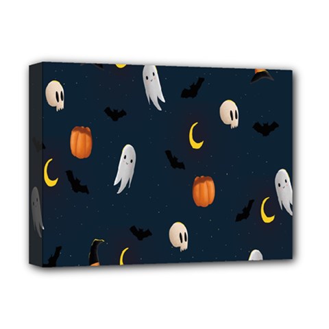 Halloween Ghost Pumpkin Bat Skull Deluxe Canvas 16  X 12  (stretched)  by artworkshop