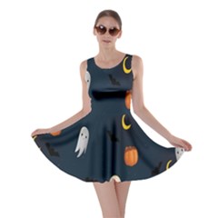 Halloween Ghost Pumpkin Bat Skull Skater Dress by artworkshop