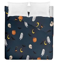 Halloween Ghost Pumpkin Bat Skull Duvet Cover Double Side (queen Size) by artworkshop