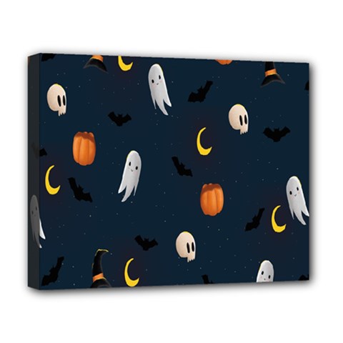 Halloween Ghost Pumpkin Bat Skull Deluxe Canvas 20  X 16  (stretched) by artworkshop