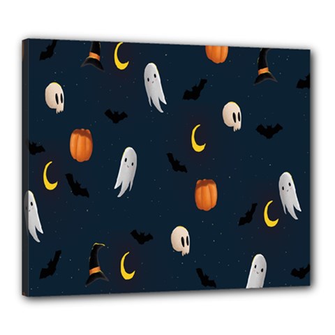 Halloween Ghost Pumpkin Bat Skull Canvas 24  X 20  (stretched) by artworkshop