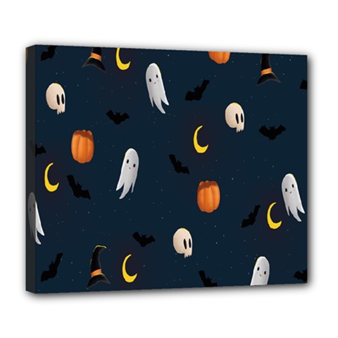 Halloween Ghost Pumpkin Bat Skull Deluxe Canvas 24  X 20  (stretched) by artworkshop