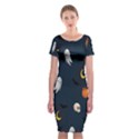 Halloween Ghost Pumpkin Bat Skull Classic Short Sleeve Midi Dress View1