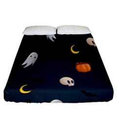 Halloween Ghost Pumpkin Bat Skull Fitted Sheet (king Size) by artworkshop