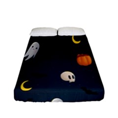 Halloween Ghost Pumpkin Bat Skull Fitted Sheet (full/ Double Size) by artworkshop