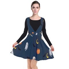 Halloween Ghost Pumpkin Bat Skull Plunge Pinafore Dress by artworkshop