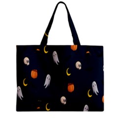 Halloween Ghost Pumpkin Bat Skull Zipper Mini Tote Bag by artworkshop