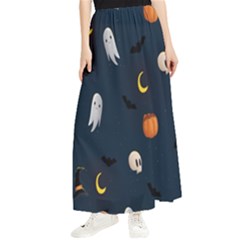 Halloween Ghost Pumpkin Bat Skull Maxi Chiffon Skirt