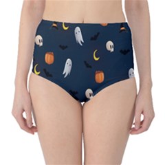 Halloween Ghost Pumpkin Bat Skull Classic High-waist Bikini Bottoms by artworkshop