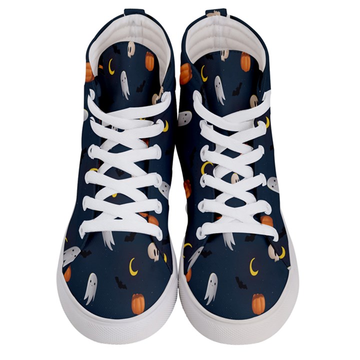 Halloween Ghost Pumpkin Bat Skull Men s Hi-Top Skate Sneakers