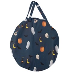 Halloween Ghost Pumpkin Bat Skull Giant Round Zipper Tote by artworkshop