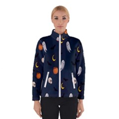 Halloween Ghost Pumpkin Bat Skull Women s Bomber Jacket by artworkshop