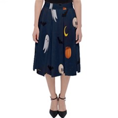 Halloween Ghost Pumpkin Bat Skull Classic Midi Skirt by artworkshop