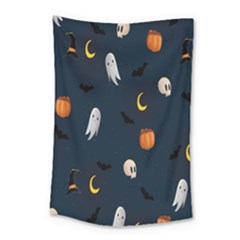 Halloween Ghost Pumpkin Bat Skull Small Tapestry by artworkshop