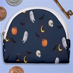 Halloween Ghost Pumpkin Bat Skull Horseshoe Style Canvas Pouch by artworkshop