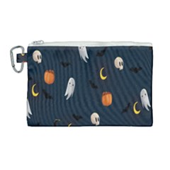 Halloween Ghost Pumpkin Bat Skull Canvas Cosmetic Bag (large) by artworkshop