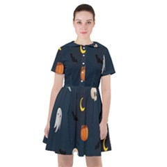 Halloween Ghost Pumpkin Bat Skull Sailor Dress by artworkshop