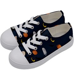 Halloween Ghost Pumpkin Bat Skull Kids  Low Top Canvas Sneakers by artworkshop