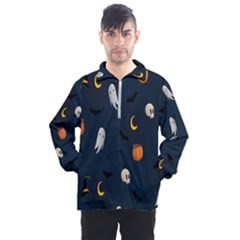 Halloween Ghost Pumpkin Bat Skull Men s Half Zip Pullover by artworkshop