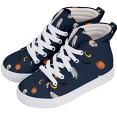 Halloween Ghost Pumpkin Bat Skull Kids  Hi-top Skate Sneakers by artworkshop