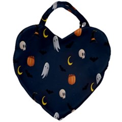 Halloween Ghost Pumpkin Bat Skull Giant Heart Shaped Tote by artworkshop