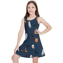 Halloween Ghost Pumpkin Bat Skull Kids  Lightweight Sleeveless Dress