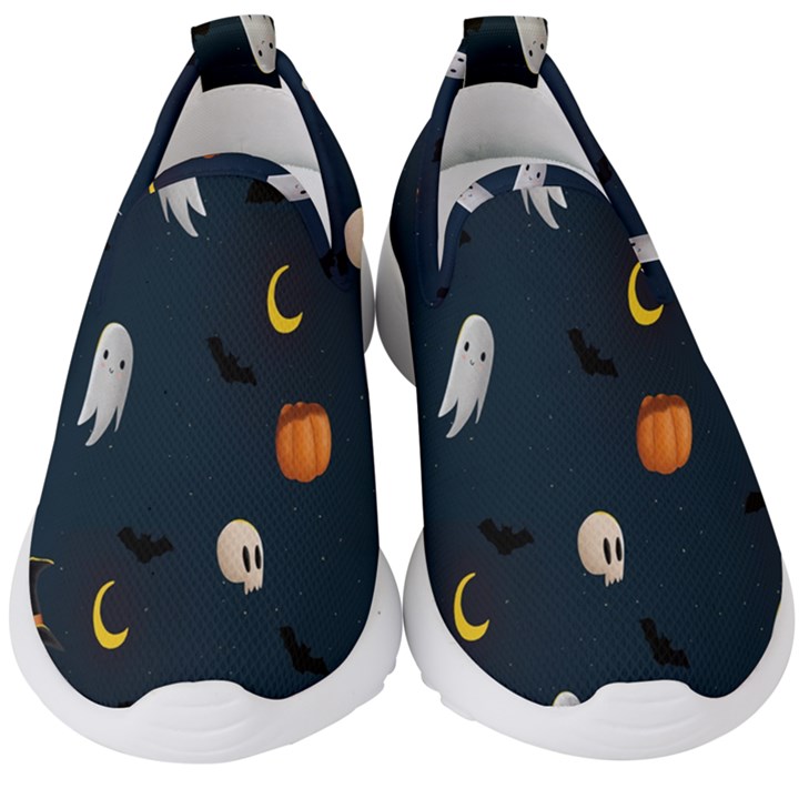 Halloween Ghost Pumpkin Bat Skull Kids  Slip On Sneakers