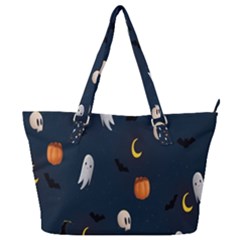 Halloween Ghost Pumpkin Bat Skull Full Print Shoulder Bag by artworkshop