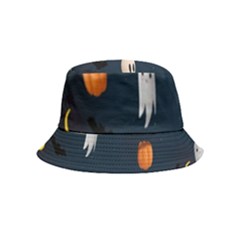 Halloween Ghost Pumpkin Bat Skull Bucket Hat (kids) by artworkshop