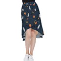 Halloween Ghost Pumpkin Bat Skull Frill Hi Low Chiffon Skirt View1