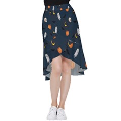 Halloween Ghost Pumpkin Bat Skull Frill Hi Low Chiffon Skirt by artworkshop