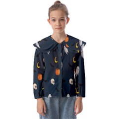 Halloween Ghost Pumpkin Bat Skull Kids  Peter Pan Collar Blouse by artworkshop