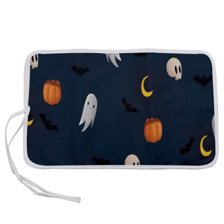 Halloween Ghost Pumpkin Bat Skull Pen Storage Case (M)