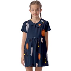 Halloween Ghost Pumpkin Bat Skull Kids  Asymmetric Collar Dress