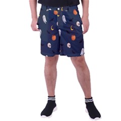 Halloween Ghost Pumpkin Bat Skull Men s Pocket Shorts by artworkshop