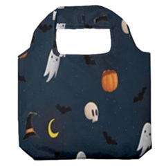 Halloween Ghost Pumpkin Bat Skull Premium Foldable Grocery Recycle Bag by artworkshop