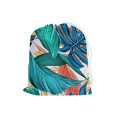 Leaves Tropical Exotic Drawstring Pouch (large) by artworkshop