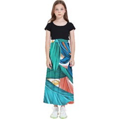 Leaves Tropical Exotic Kids  Flared Maxi Skirt by artworkshop