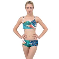 Leaves Tropical Exotic Layered Top Bikini Set by artworkshop