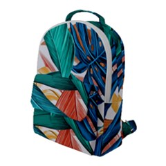 Leaves Tropical Exotic Flap Pocket Backpack (large) by artworkshop