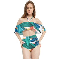 Leaves Tropical Exotic Halter Flowy Bikini Set  by artworkshop