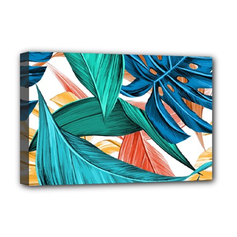 Leaves Tropical Exotic Deluxe Canvas 18  X 12  (stretched) by artworkshop