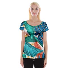 Leaves Tropical Exotic Cap Sleeve Top by artworkshop