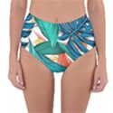 Leaves Tropical Exotic Reversible High-Waist Bikini Bottoms View3