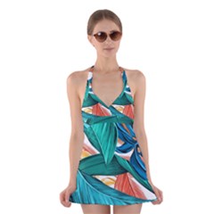 Leaves Tropical Exotic Halter Dress Swimsuit  by artworkshop