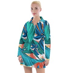 Leaves Tropical Exotic Women s Long Sleeve Casual Dress by artworkshop